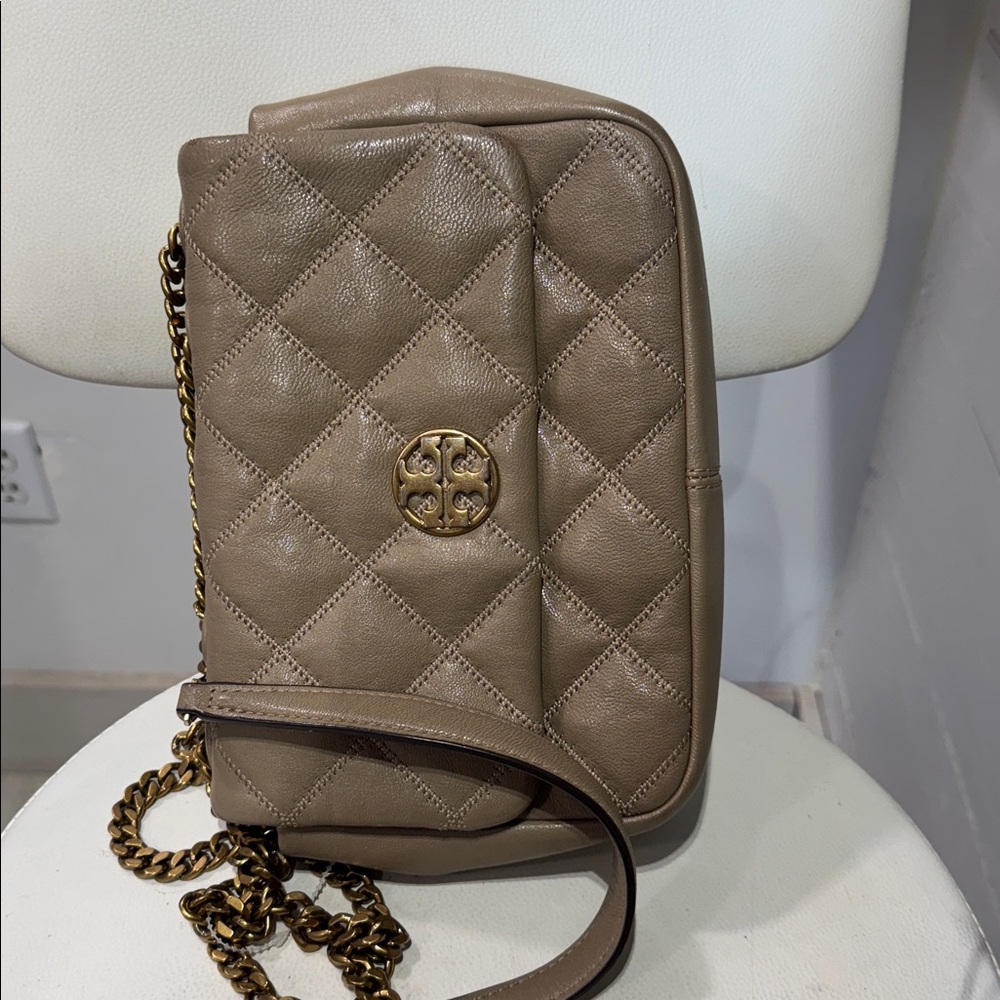 Tory Burch Quilted Brown Crossbody Bag
